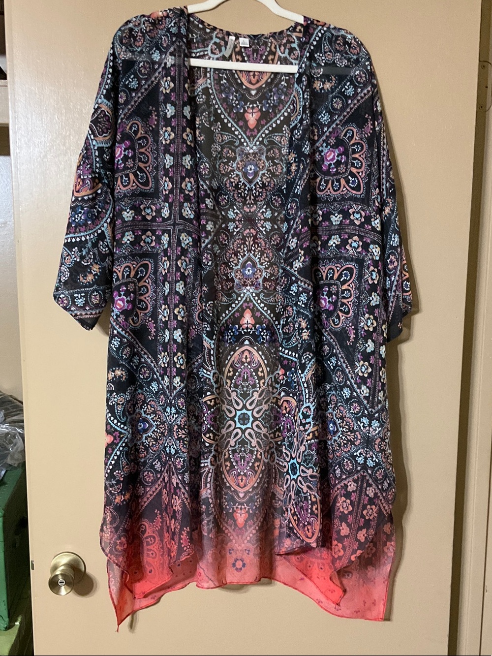 Boho Paisley Open-Front Tunic Kimono Cover